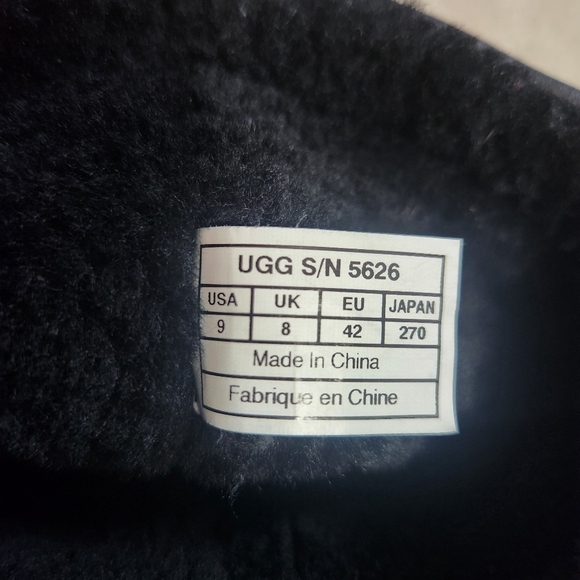 EUC UGG MEN'S SIZE 9 BLACK HARTSVILLE WATERPROOF SHEEPSKIN LEATHER BOOTS 5626 - Picture 11 of 14